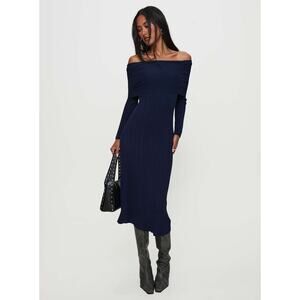 Princess Polly Navy Off-Shoulder Mini Dress